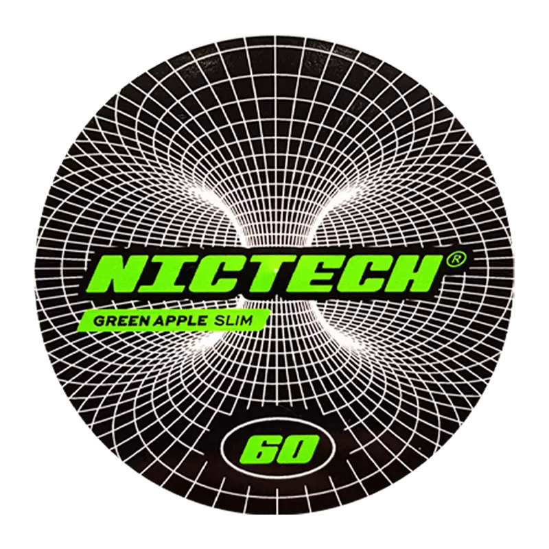 Снюс Nictech Green Apple, 60 мг/г, зеленое яблоко, slim portion